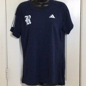 Adidas Womens Aeroready Rice Owls Club Tee T Shirt  Short Sleeve Stripe Sz L New